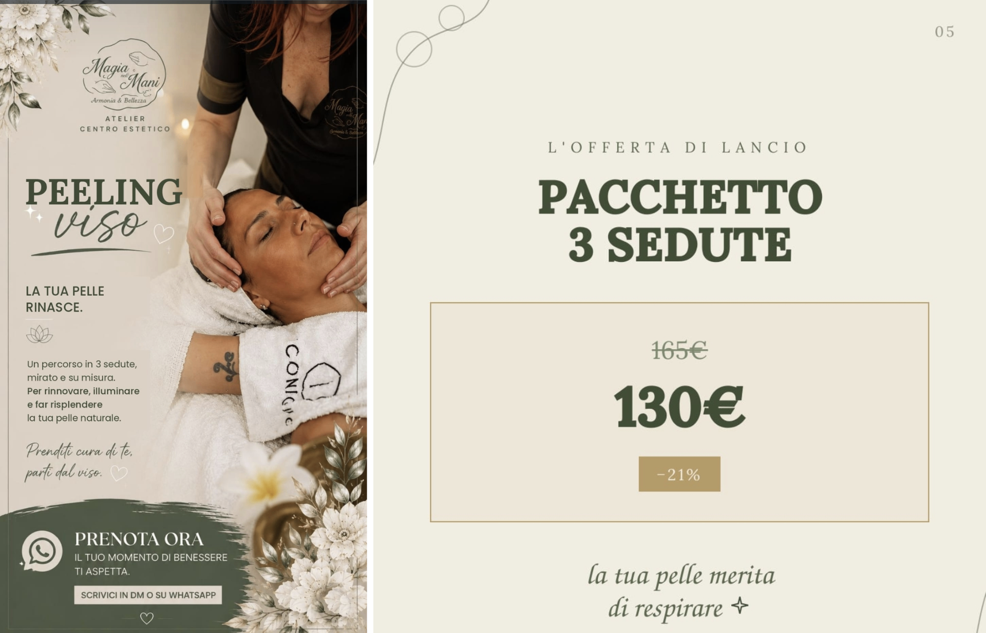 Peeling viso — pacchetto 3 sedute a 130€ anziché 165€ (−21%)